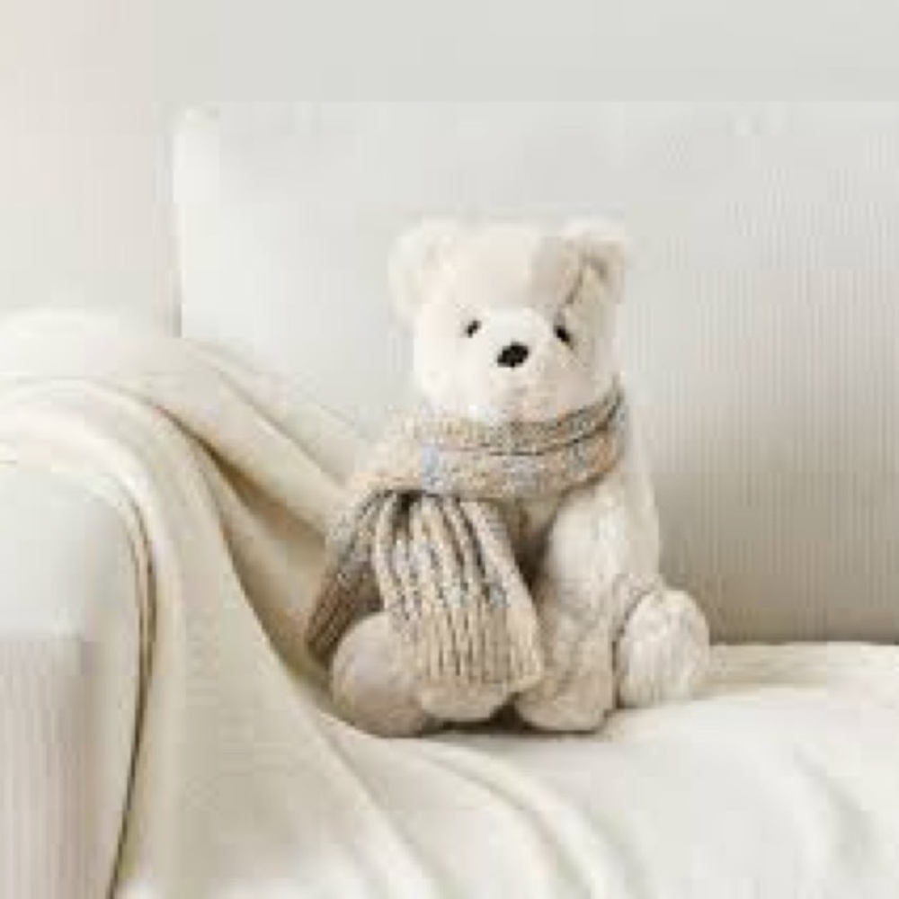 Pottery Barn Alpaca Bear 🐻 Pillow With Scarf BNWT